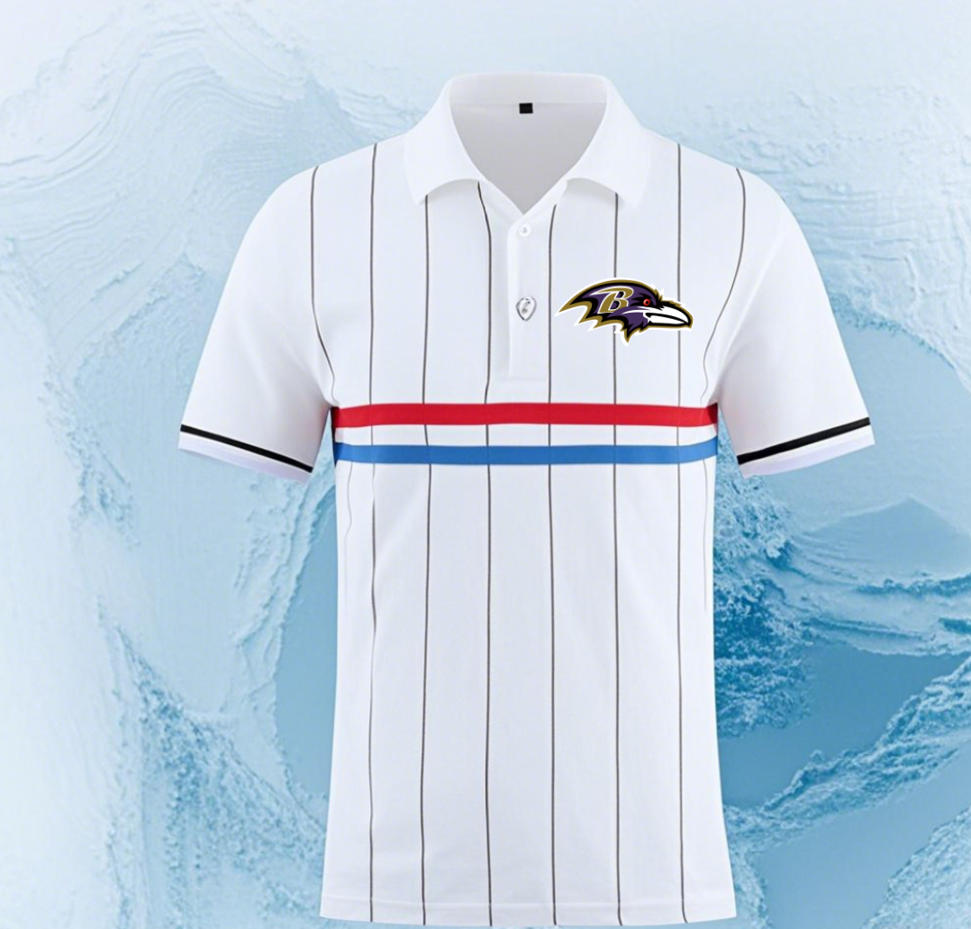 Baltimore Ravens white style 4 Men 2025 NFL polo T shirt